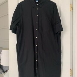 Old Navy Black Midi Shirt Dress